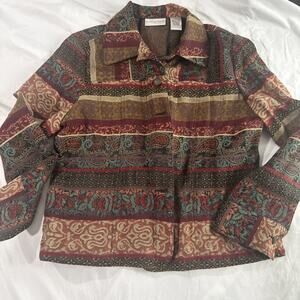 DRAPER'S & DAMON'S PETITES MULTICOLORED BUTTON FRONT LONG SLEEVED JACKET PM